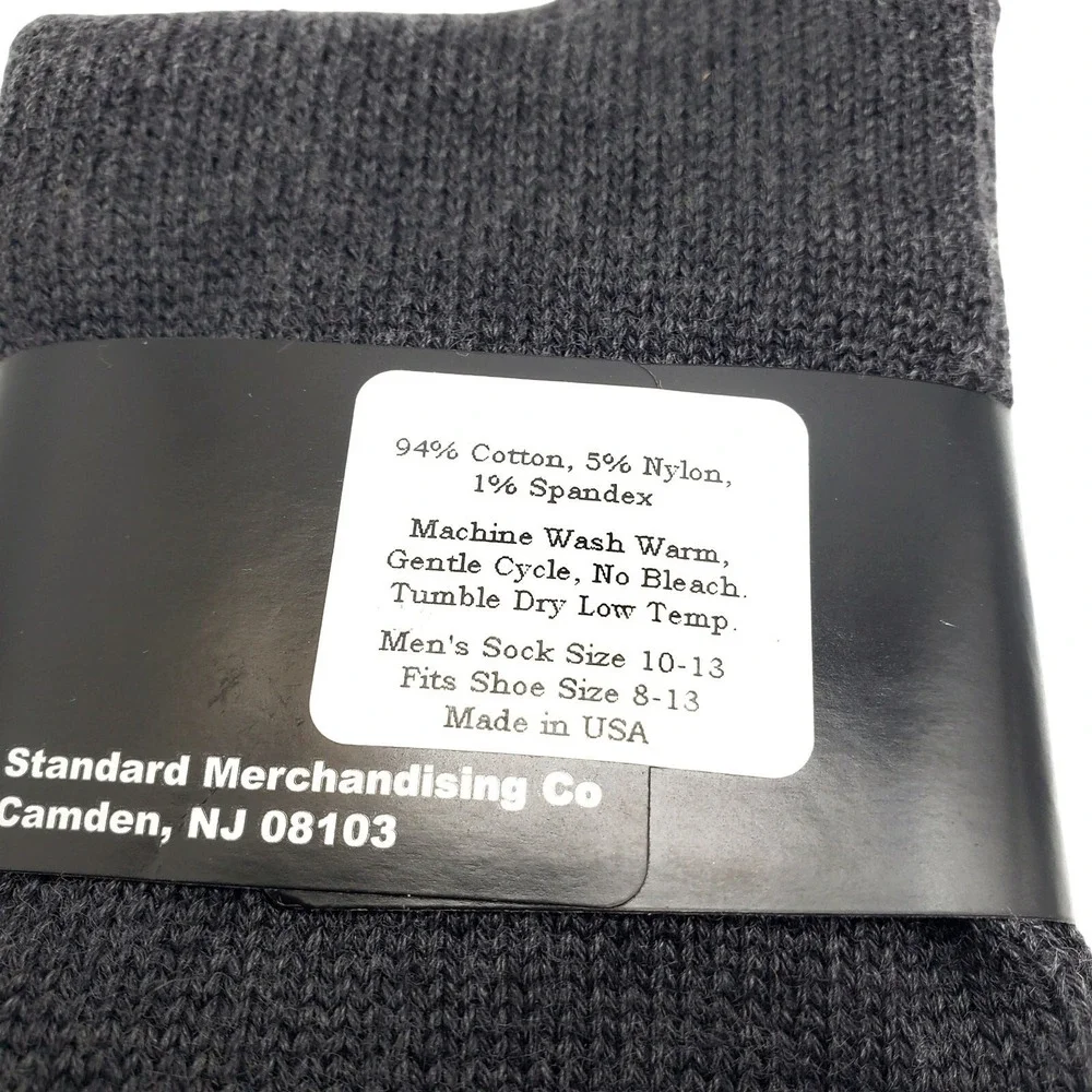 94% Cotton‎ Crew Socks Gray Mens Soft Casual Dress Over Calf Grey Size 10-13 NEW